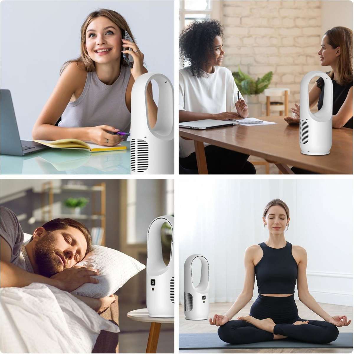 Advwin Desk Fan 3 Speed Portable Bladeless Fan USB White Woolworths