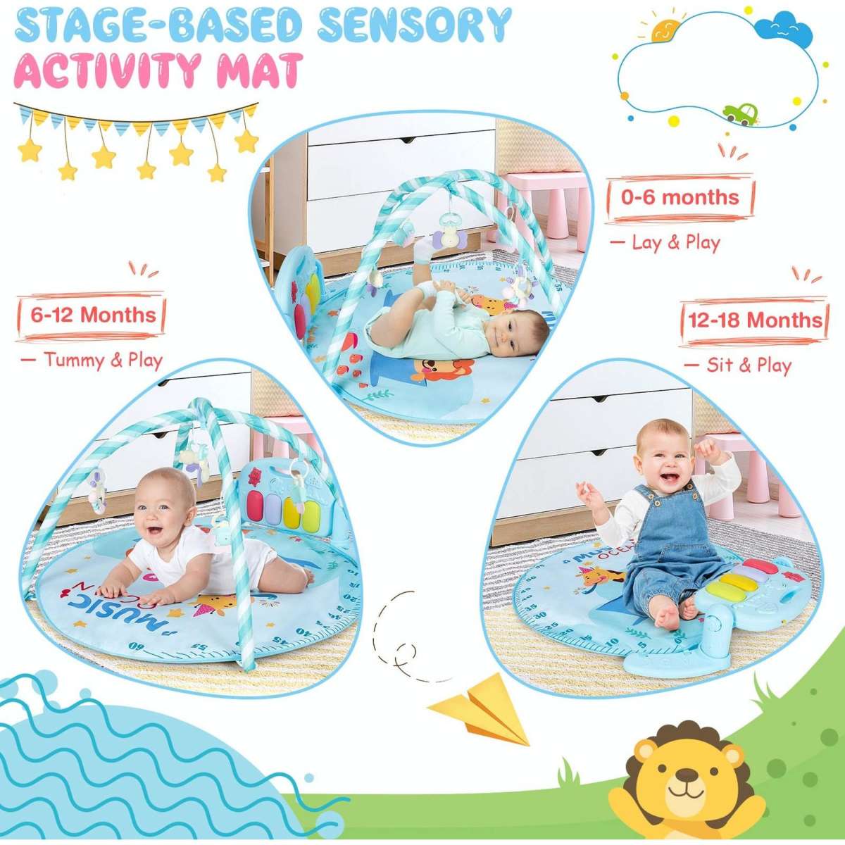Costway Baby Infant Play Mat Gym Toddler Activity Floor Pads Light