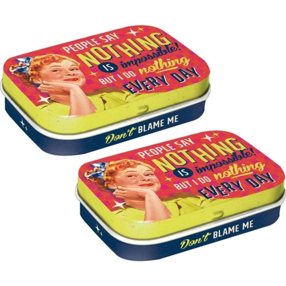 Nostalgic Art Mint Box Metal Tin Nothing Is Impossible 2PK 4x6cm