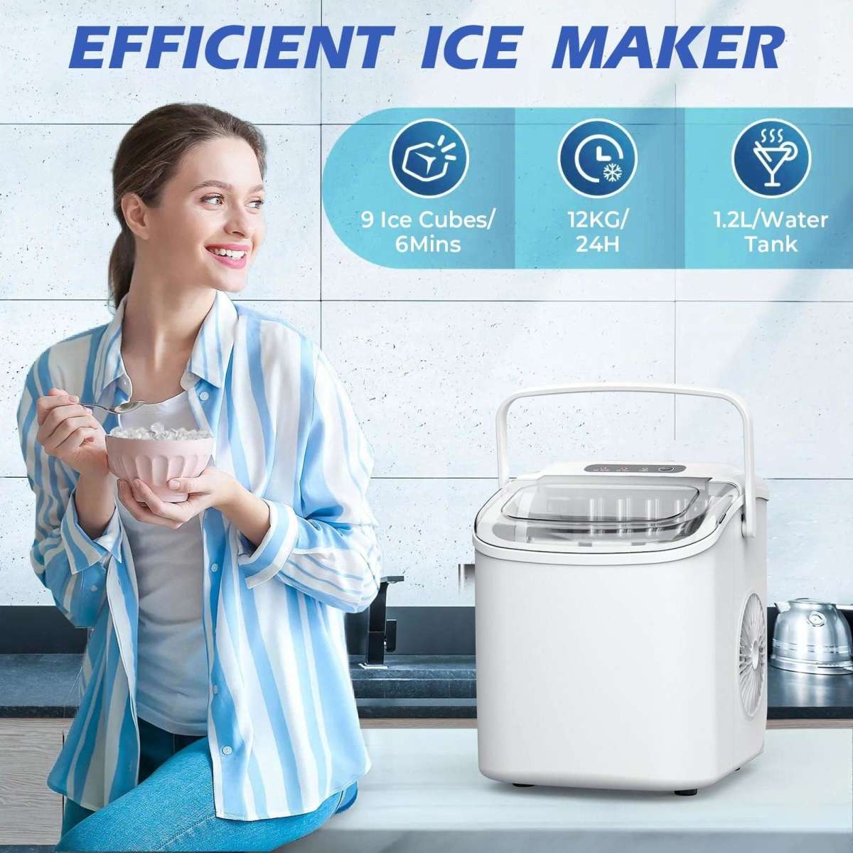 Advwin Ice Maker Portable Ice Cube Machine Home White Woolworths