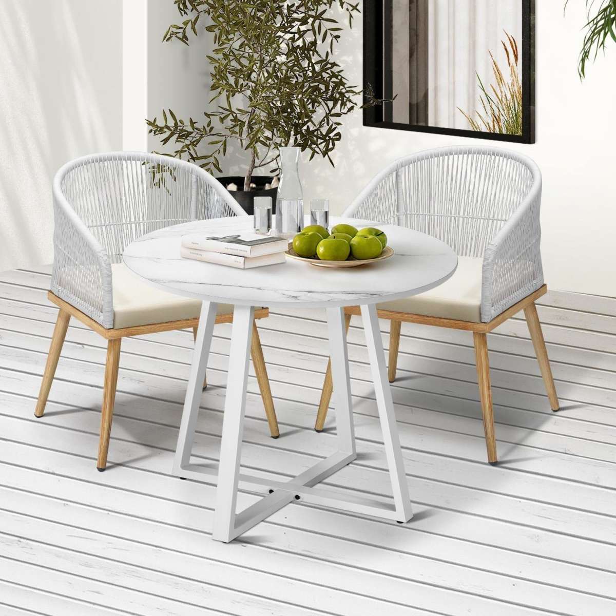 Livsip 3PCS Outdoor Dining Setting Table and Chairs Patio Furniture ...