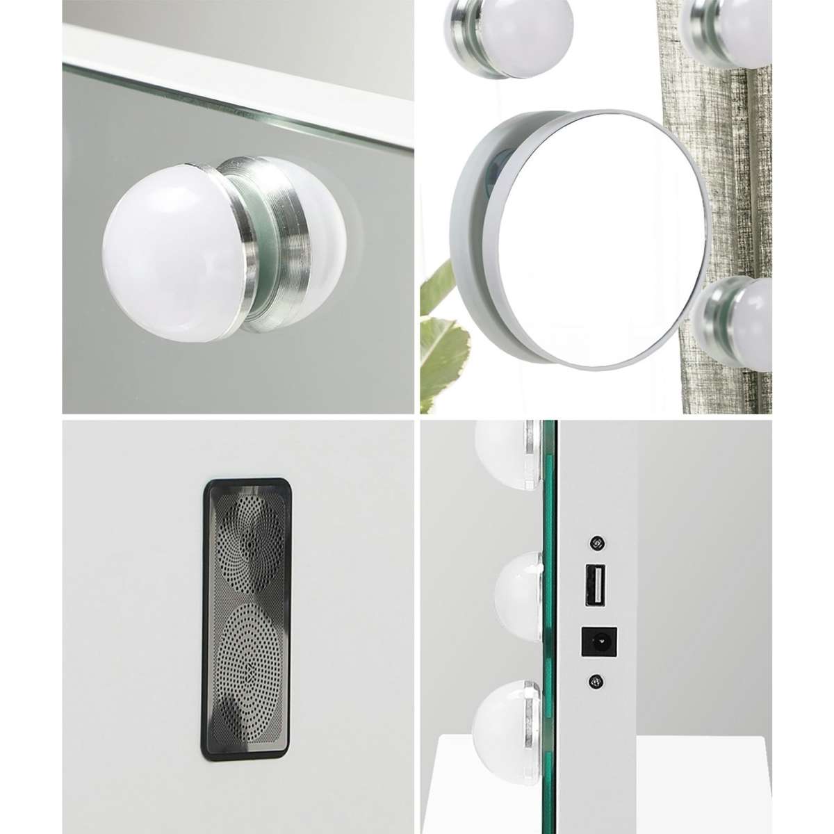 Oikiture Bluetooth Hollywood Makeup Mirrors with LED Light 58x46cm