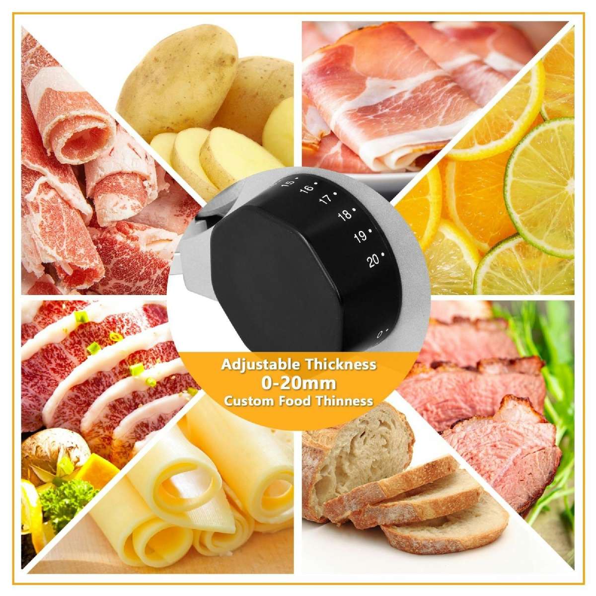 ADVWIN Electric Meat Slicer, 6.8" Food Slicer with Removable Stainless