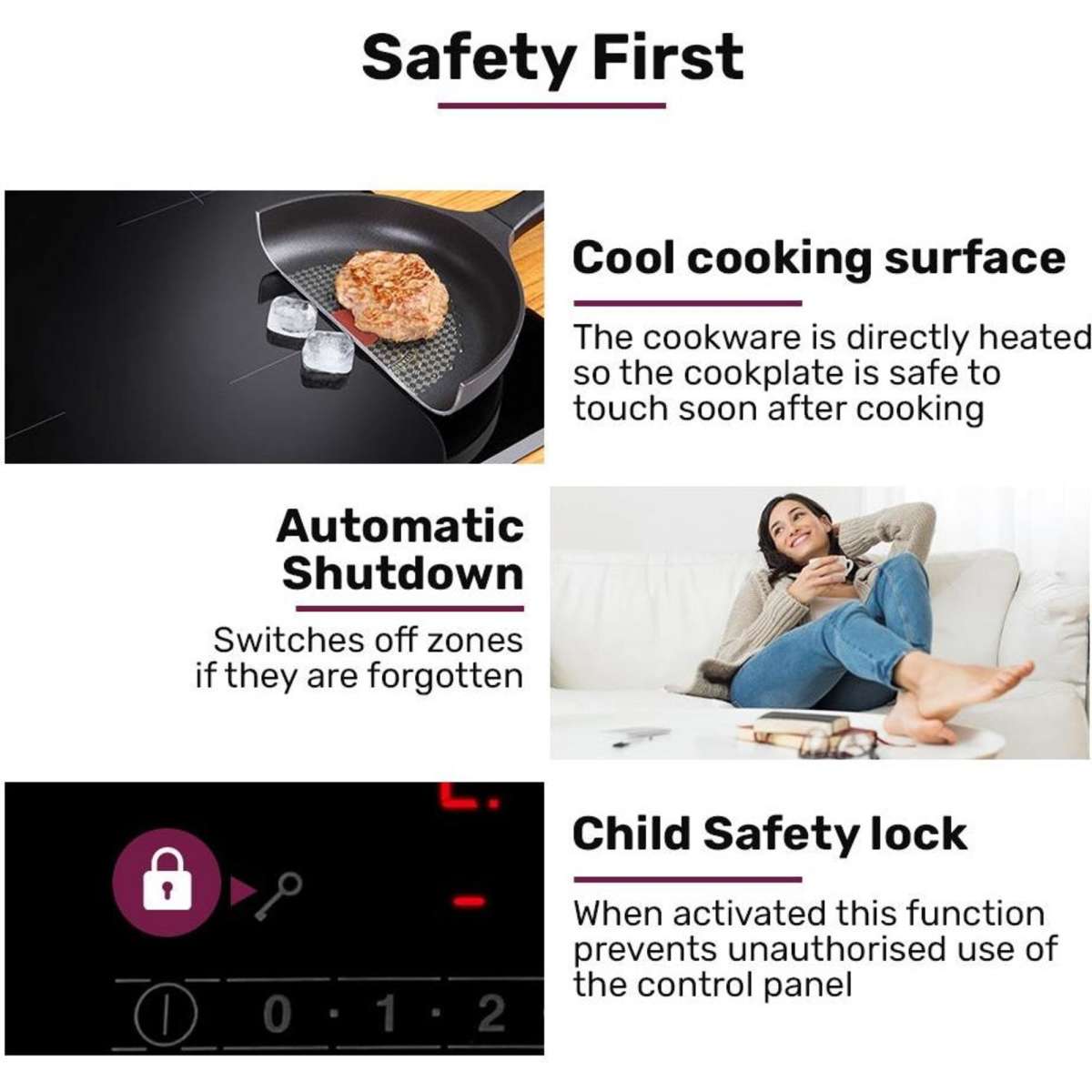 EuroChef 60cm 4 Zone Induction Cooktop 6800W Electric, Touch Controls Woolworths