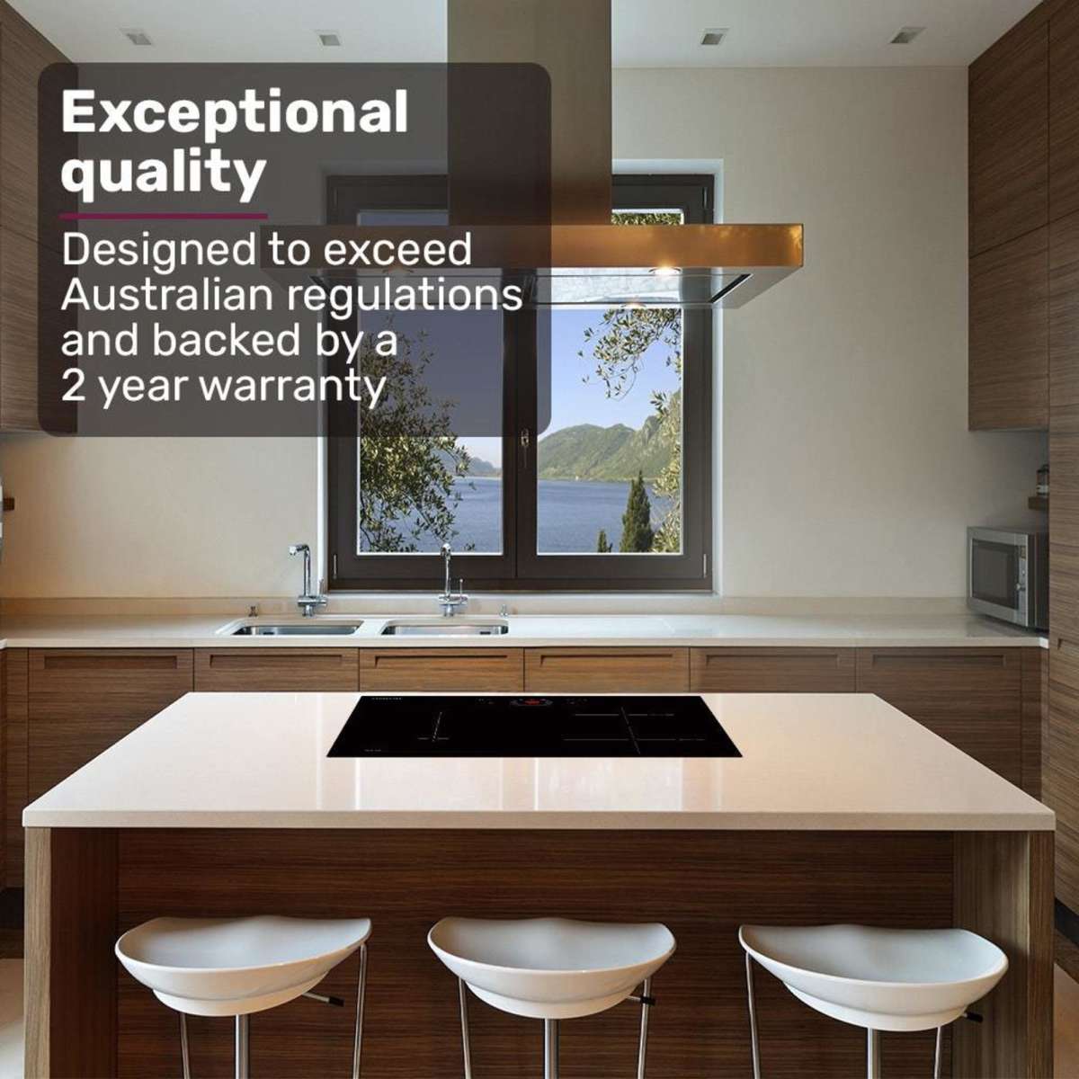 EuroChef 60cm 4 Zone Induction Cooktop 7200W Electric, FlexZone Function, Touch Controls