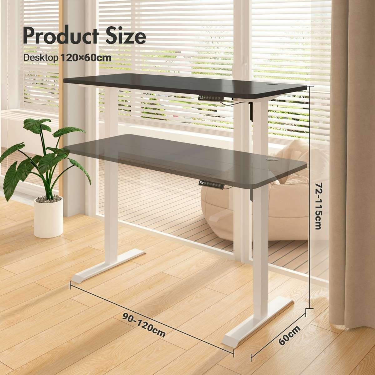 Advwin Electric Standing Desk 120cm Black & White Woolworths