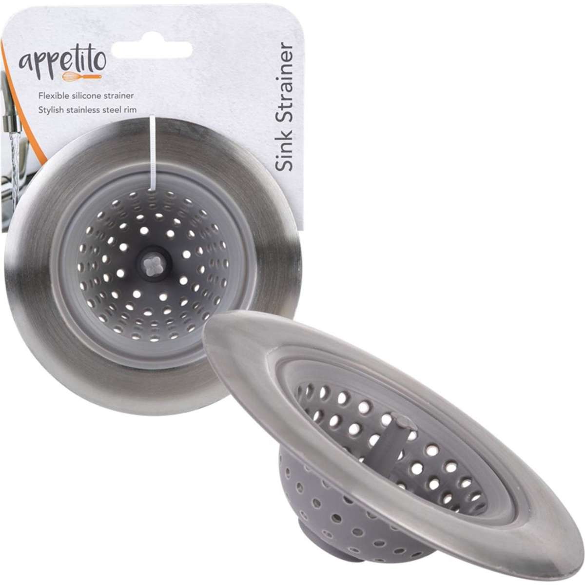 Appetito Stainless Steel & Silicone Sink Strainer Woolworths