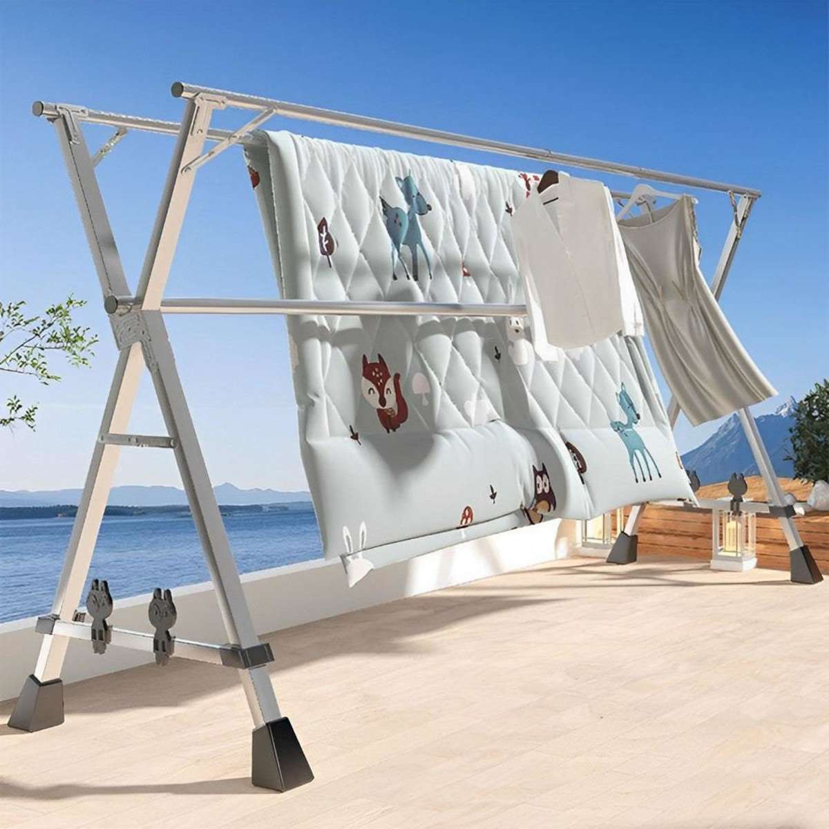 SOGA 2X 1.6m Portable Standing Clothes Drying Rack Foldable Space