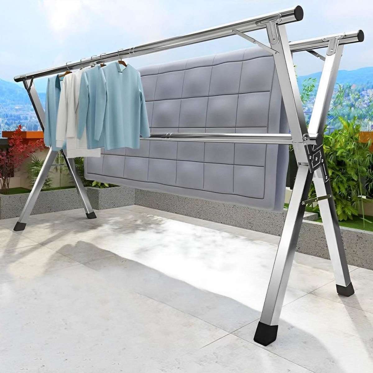 SOGA 2X 1.6m Portable Standing Clothes Drying Rack Foldable Space