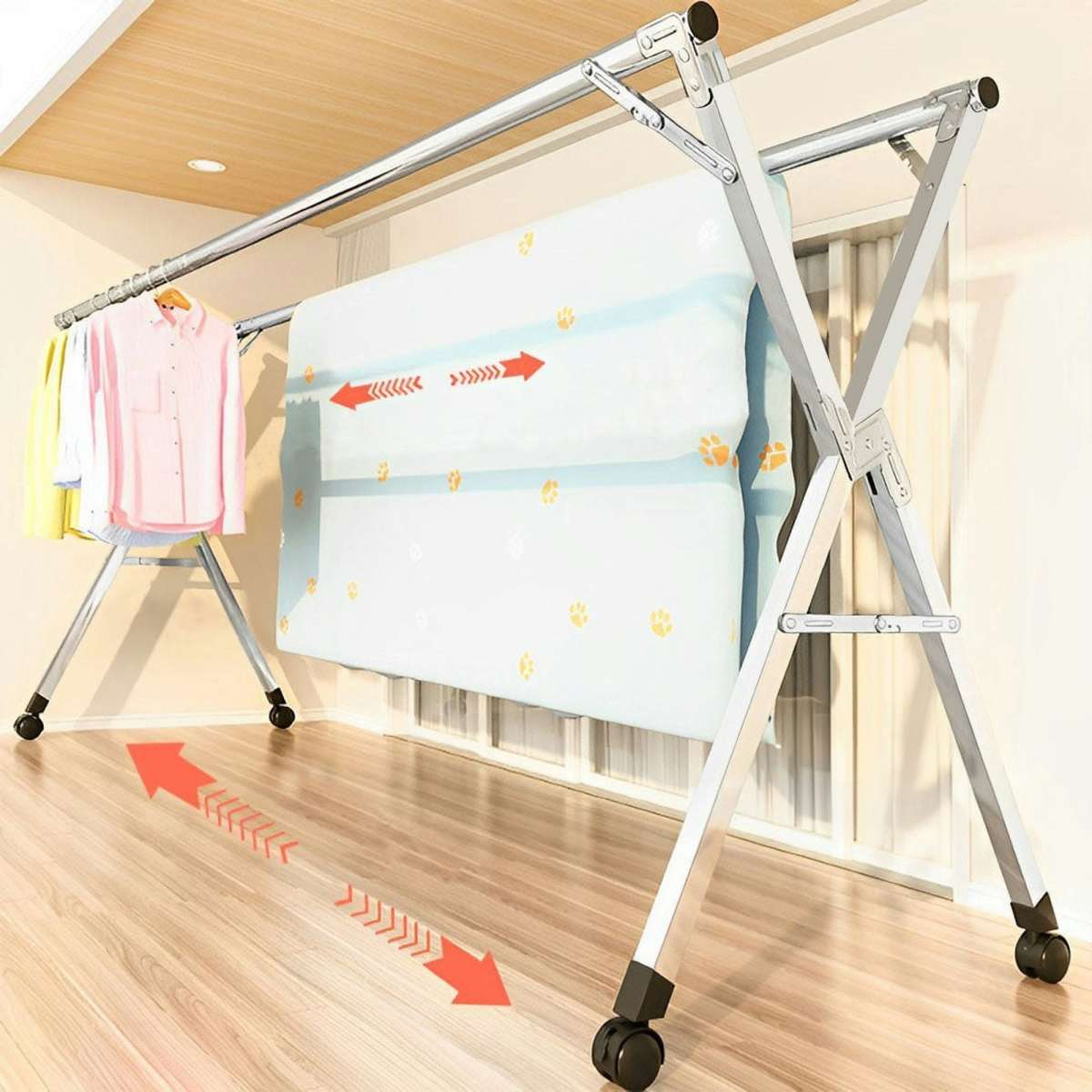 SOGA 1.6m Portable Standing Clothes Drying Rack Foldable SpaceSaving