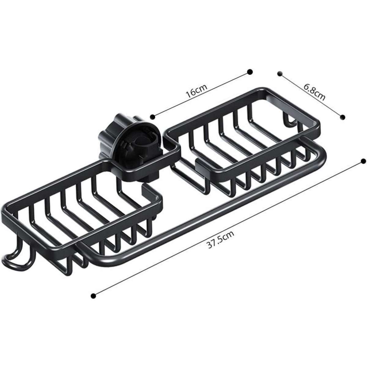 SOGA Black Kitchen Sink Organiser Faucet Soap Sponge Caddy Rack Drainer