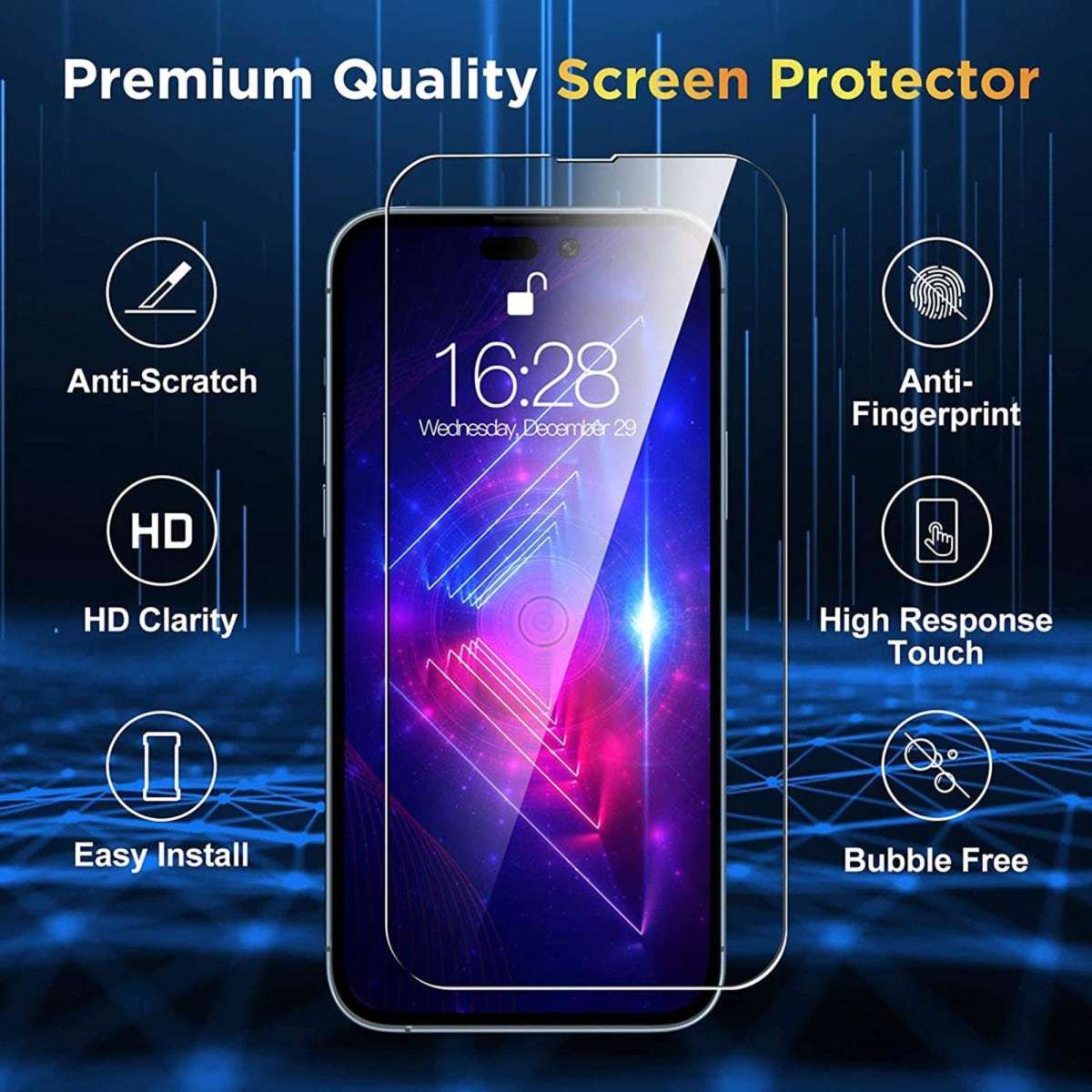 iCoverLover 2Pack iPhone 15 Tempered Glass Screen Protector Clear