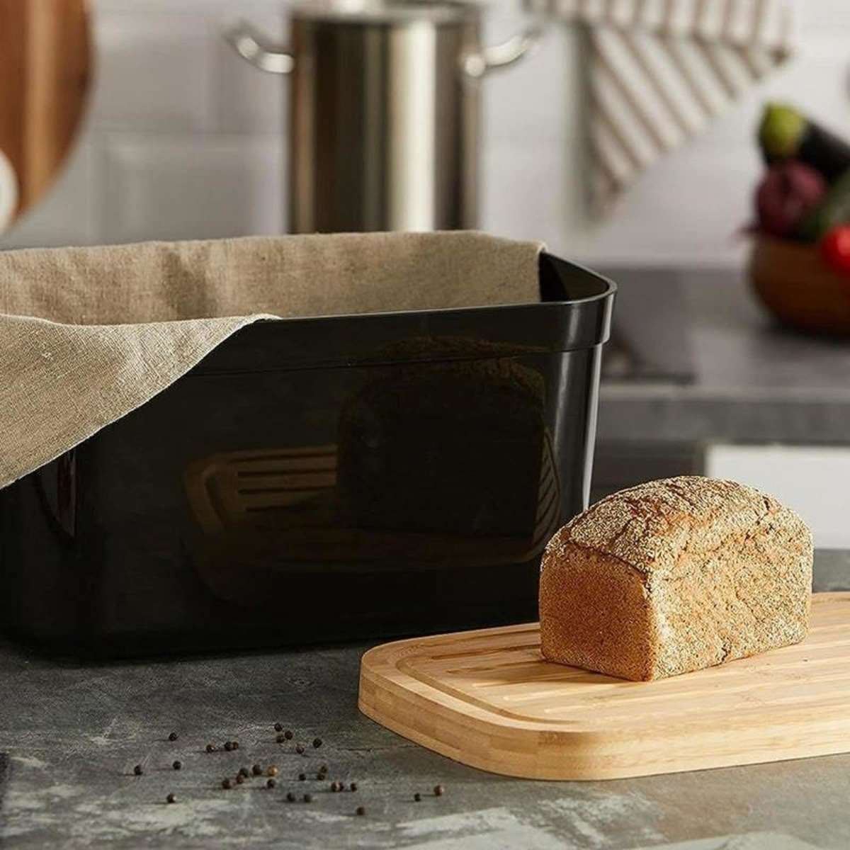 Joseph Joseph Bread Bin with Cutting Board Lid White Woolworths