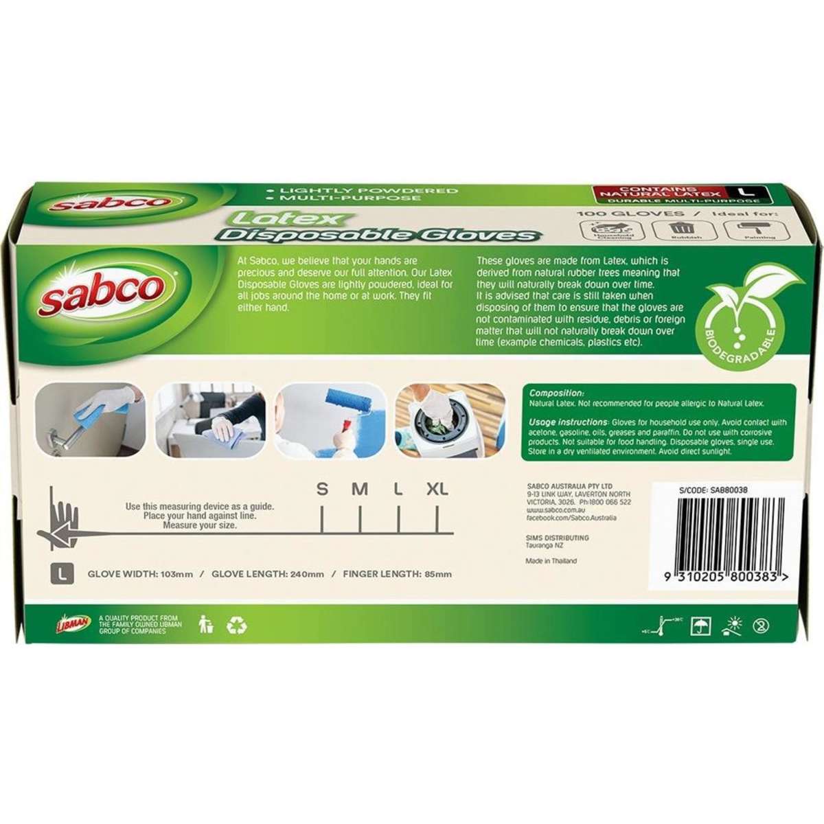 Sabco Latex Disposable Gloves Large White Woolworths