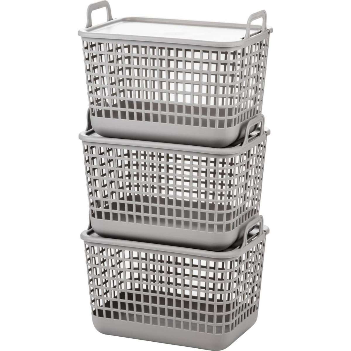 Brilliant Basics Stackable Container with Lid, Medium Grey Woolworths