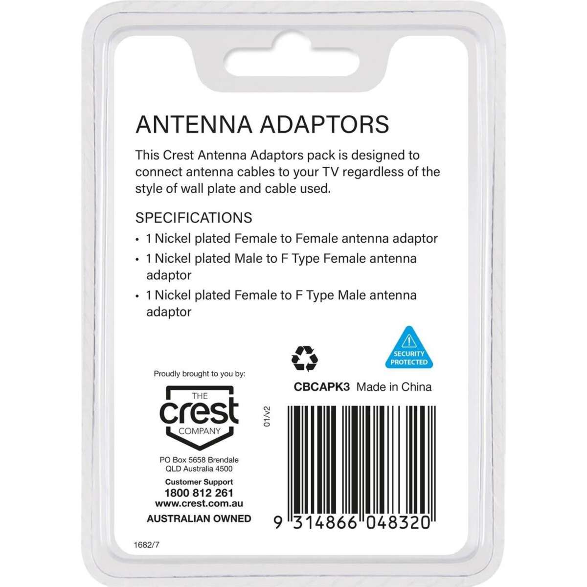 Crest TV Antenna Adaptors 3 Pack Woolworths