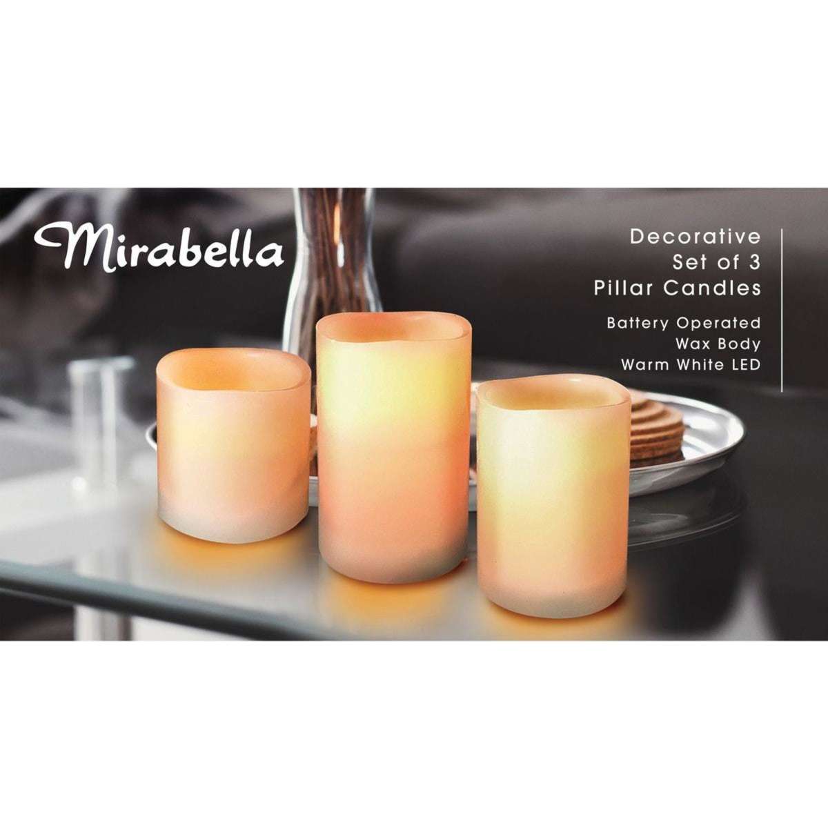 Mirabella 3 LED Pillar Candles set Woolworths
