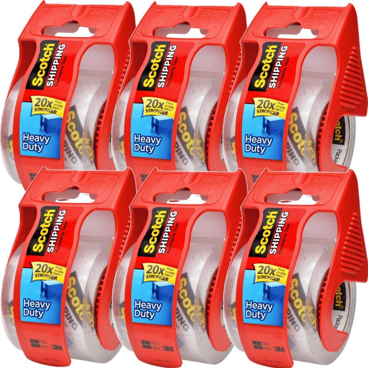 Scotch 6 Pack 142 Mailing Tape Heavy Duty Shipping Packaging Dispenser