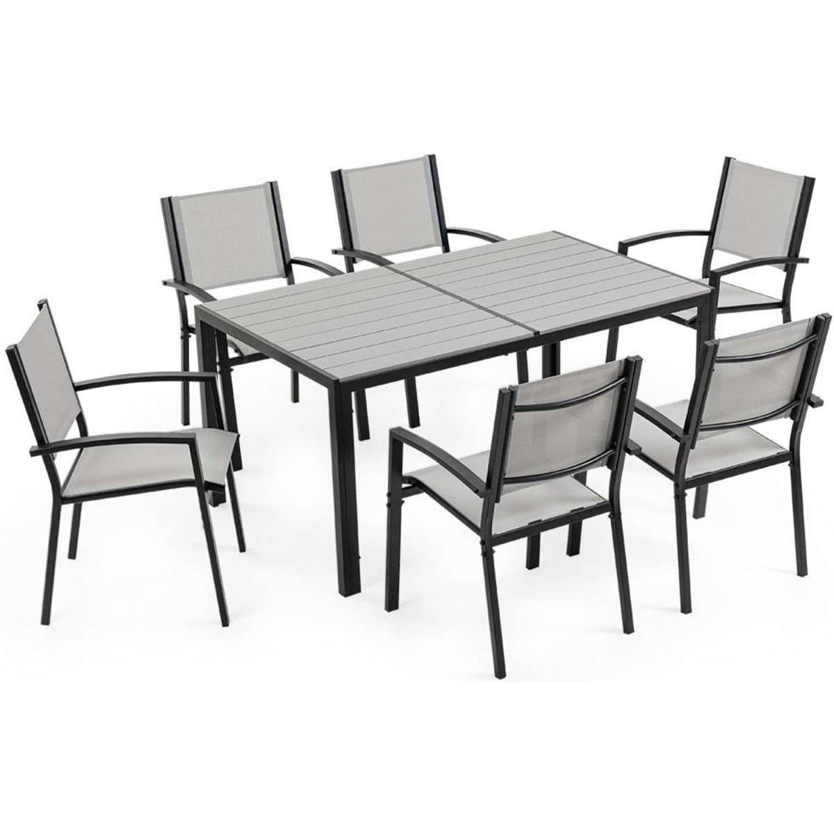 Fortia 7pc Outdoor Dining Furniture Set Table and Chairs Setting for