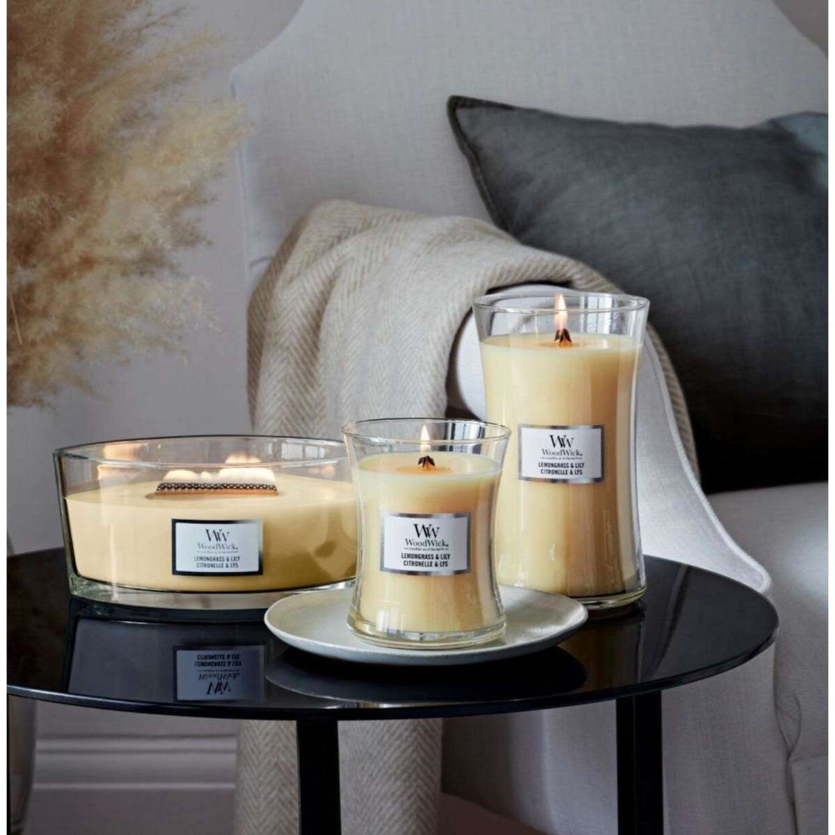 Woodwick Lemongrass Lily Large Candle Crackles As It Burns 610G