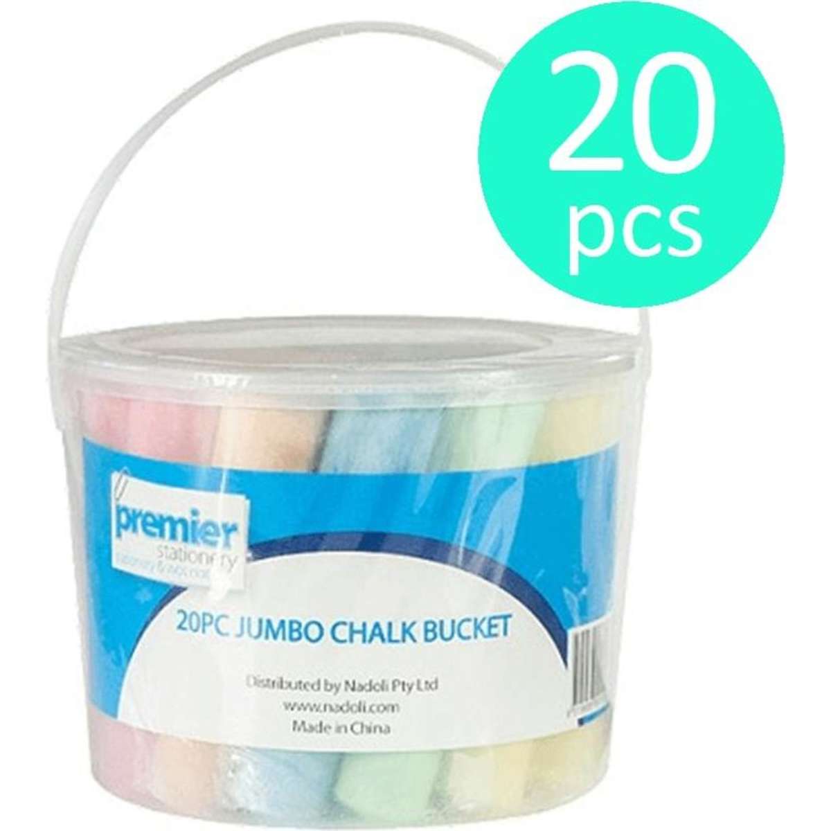Premier Jumbo Chalk Set Kids Black Board Bucket 20 pcs Assorted Woolworths
