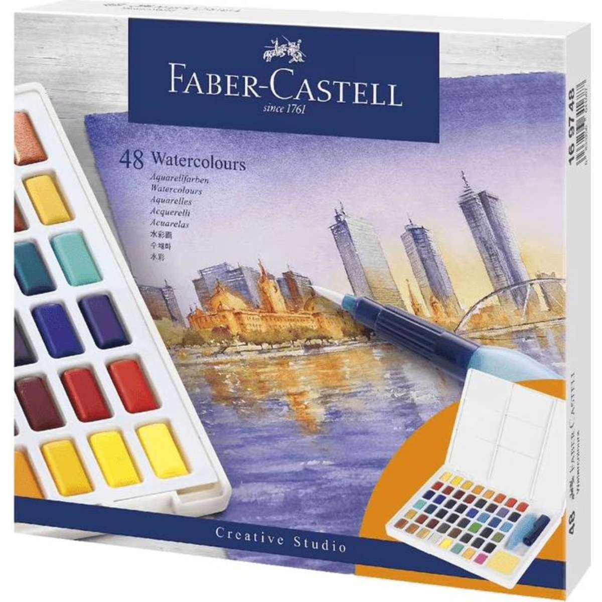 FaberCastell Creative Studio Watercolour Paint Set 48 + Water Brush