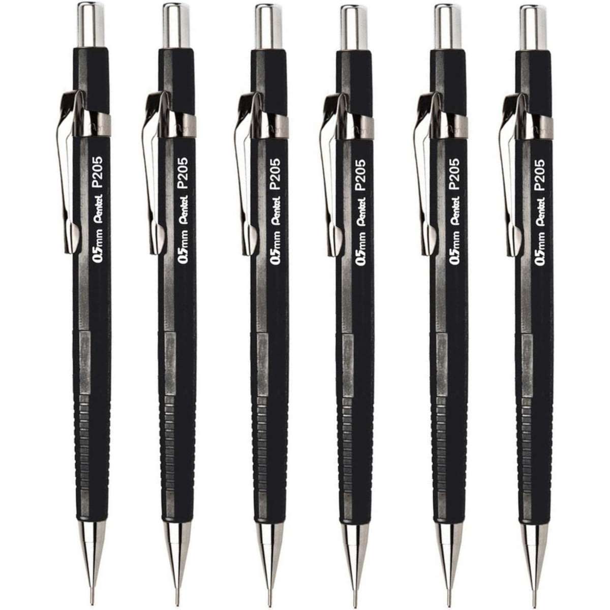 Pentel 6 Pack P205 Mechanical Drafting Pencil 0.5mm Pacer Premium Metal ...