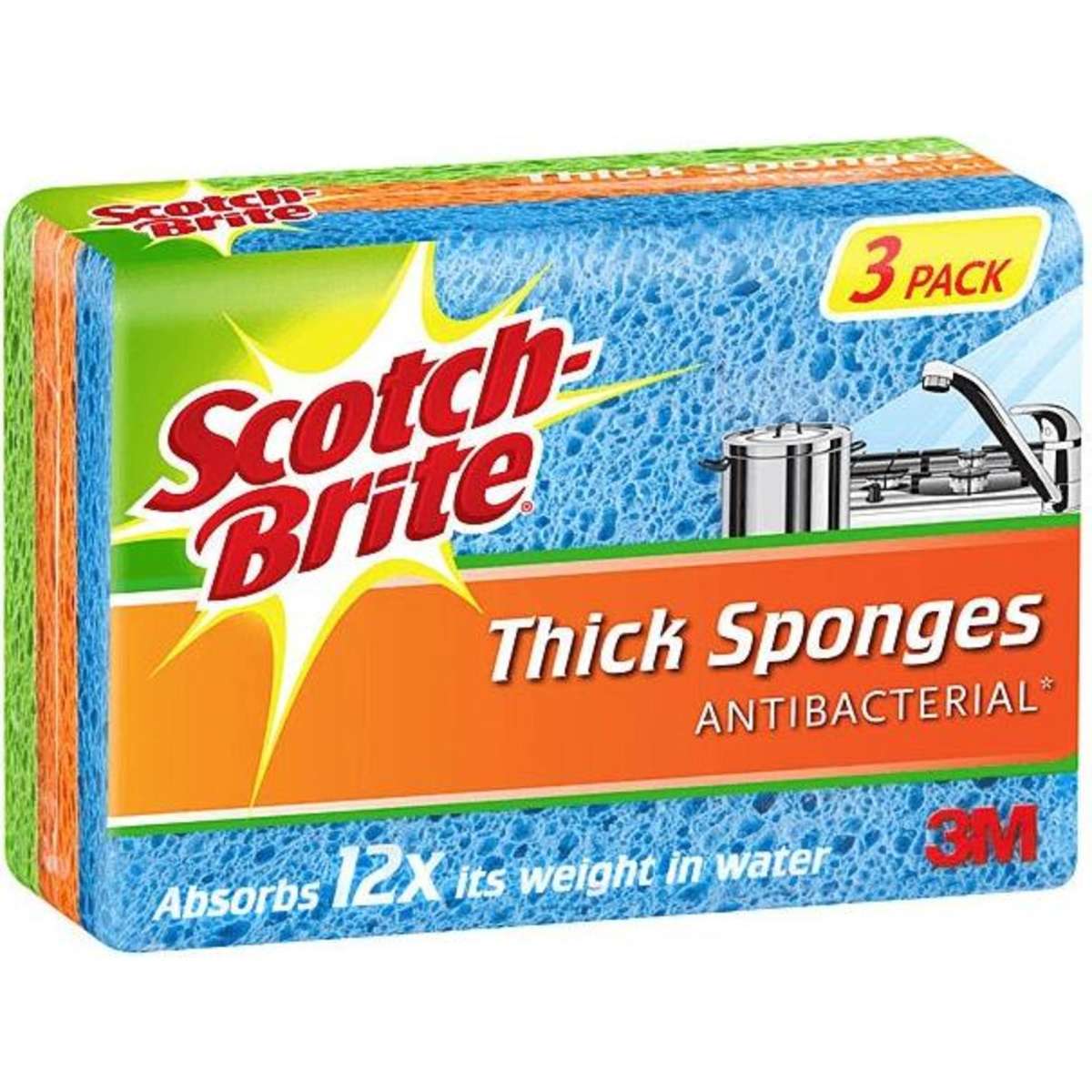 Scotch-Brite 8 Packs Chunky Sponges Cleaning Pack 3 Bulk | Woolworths