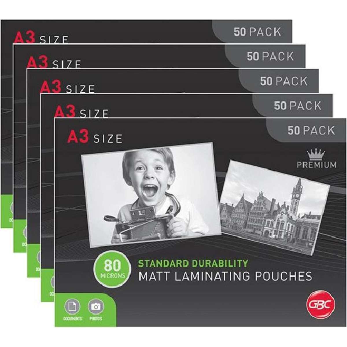 GBC Laminating Pouches Matte Frost 80 Micron A3 Clear Pack 50 Pack 5