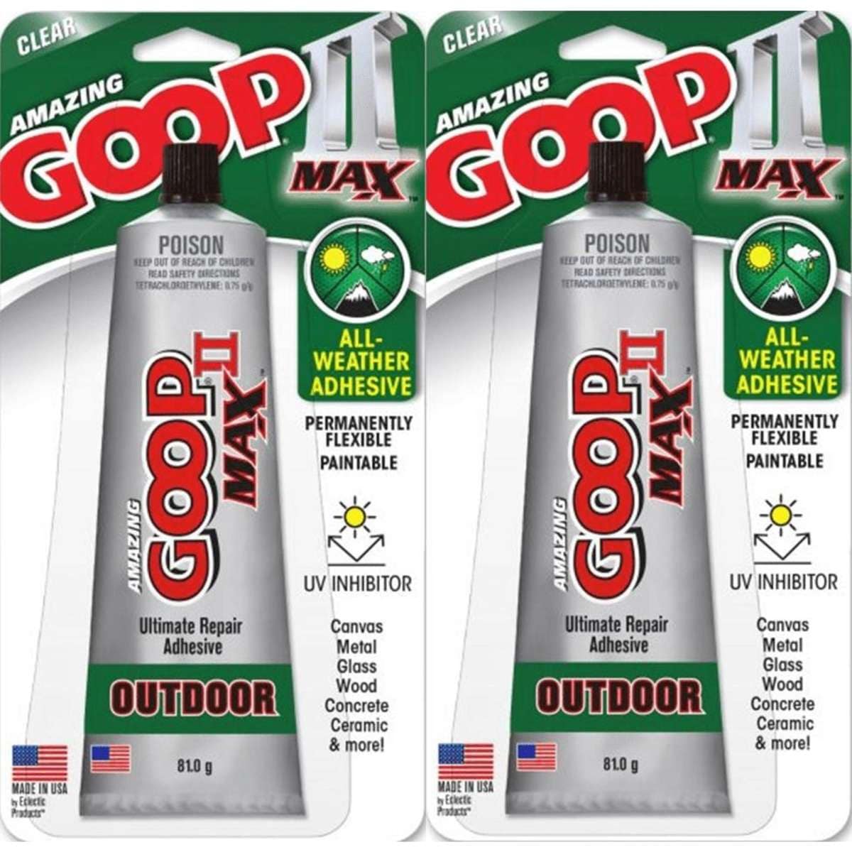E6000 Amazing Goop II MAX All Weather Adhesive Glue Contact 81g Pack 2