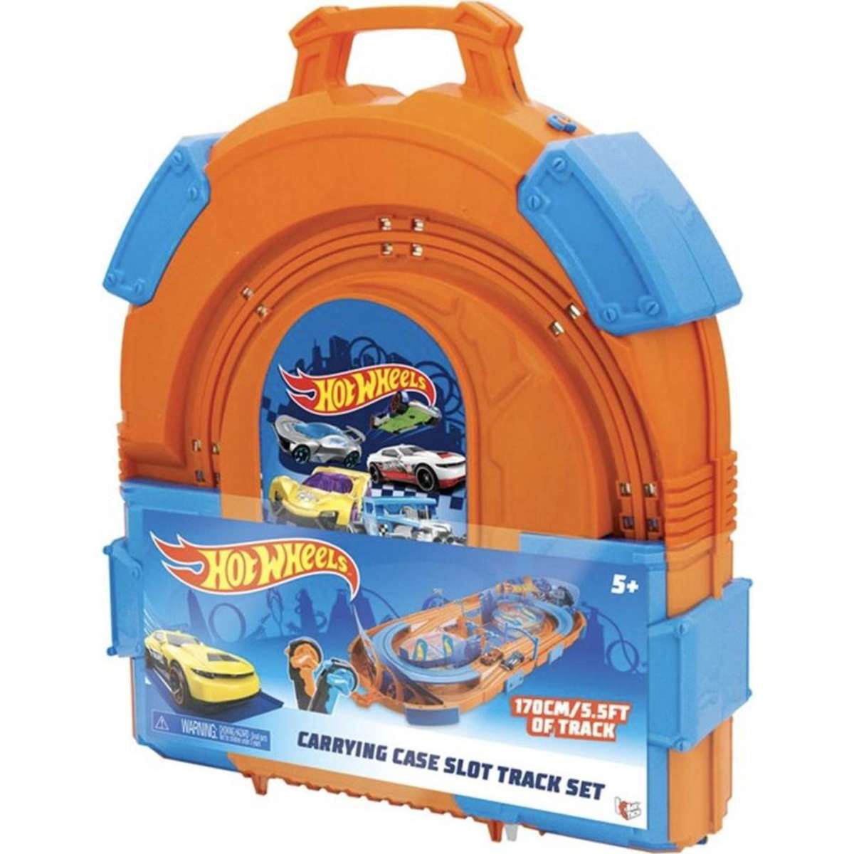Hot Wheels Slot Racing Cars 170cm Track Set w/ Carry Case Toy 164 5y+ Woolworths