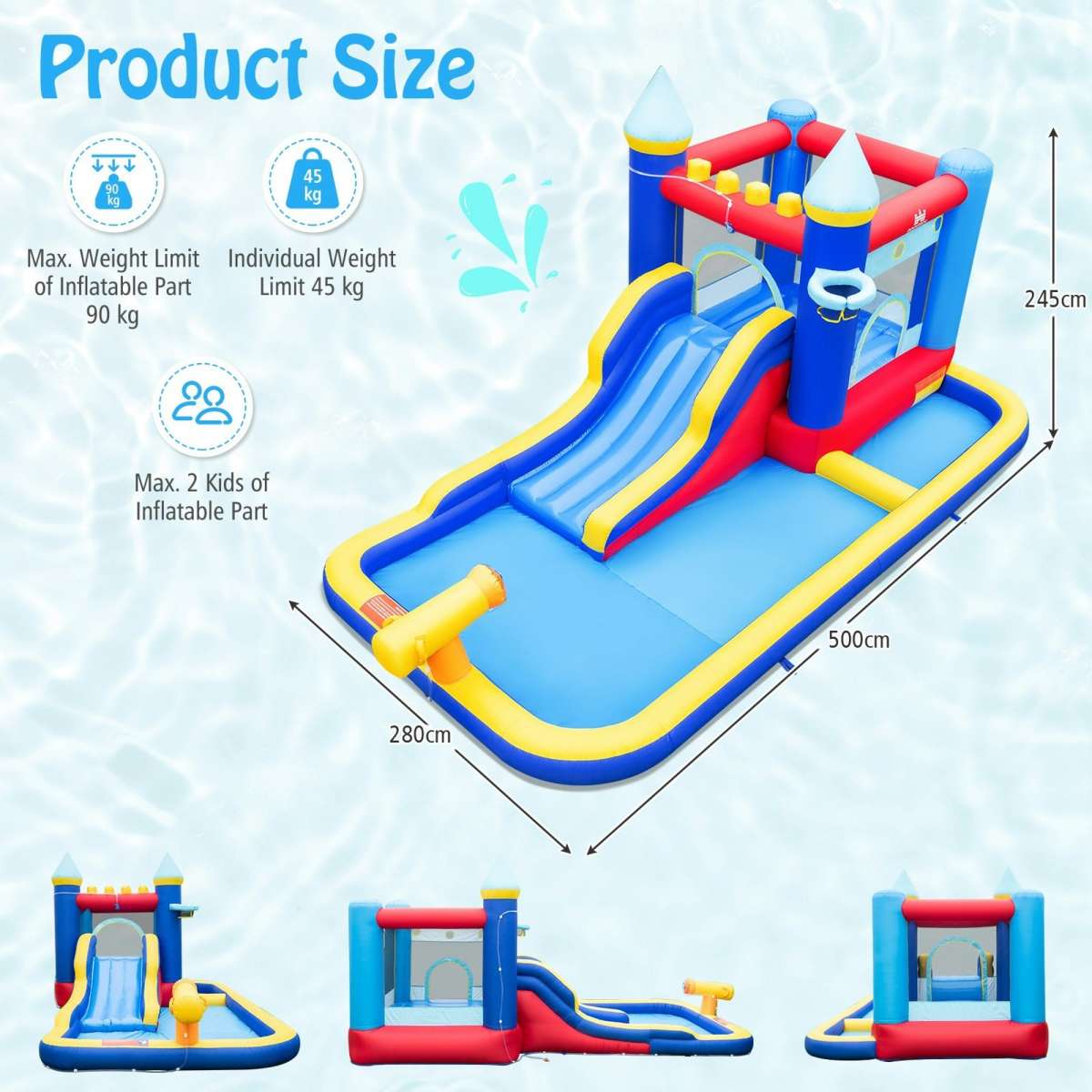 Costway Kids Water Jumping Castle Inflatable Bounce House Water Slide 