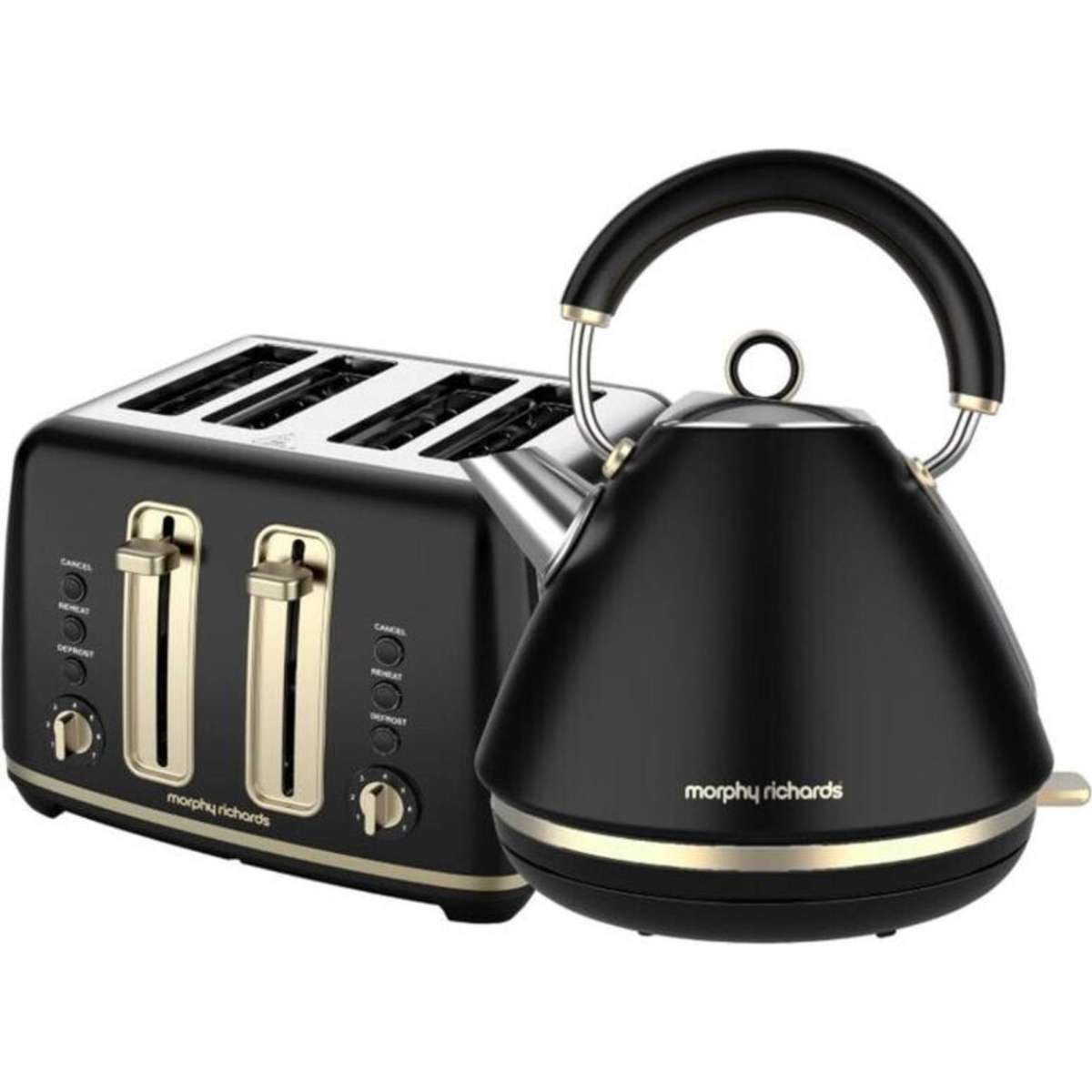 Morphy Richards Ascend Soft Gold Kettle 4 Slice Toaster Set Satin Black KBMRGKT154B Woolworths