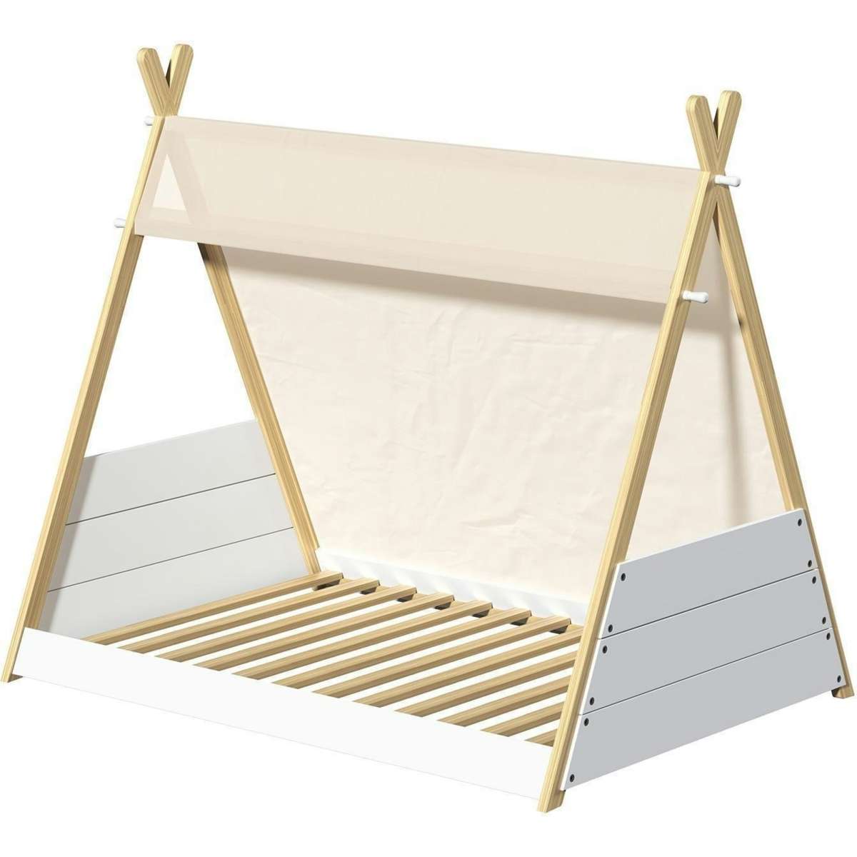 Oikiture Kids Bed Frame Wooden Timber Single Teepee Bed Frame Platform ...