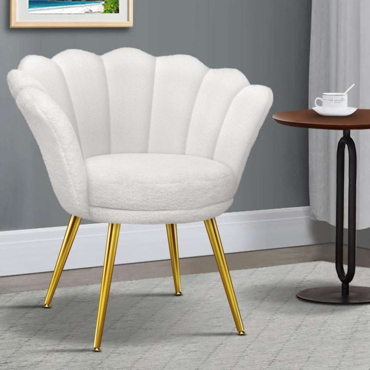 ALFORDSON Armchair Faux Fur Accent Chair White 1EA Woolworths