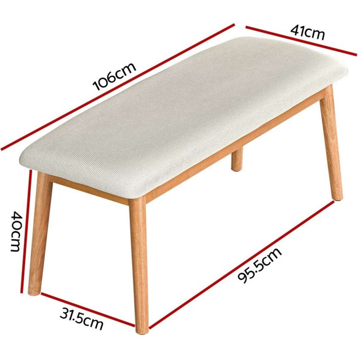 Artiss Dining Bench Upholstery Seat Stool Chair 106cm | Woolworths