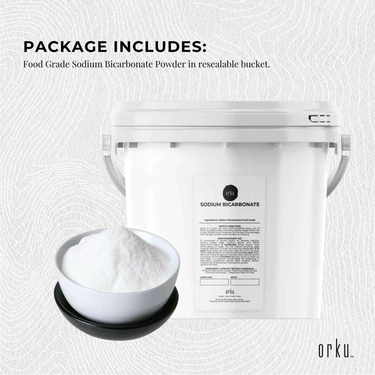 Orku 5Kg Sodium Bicarbonate Tub Food Grade Bicarb Baking Soda
