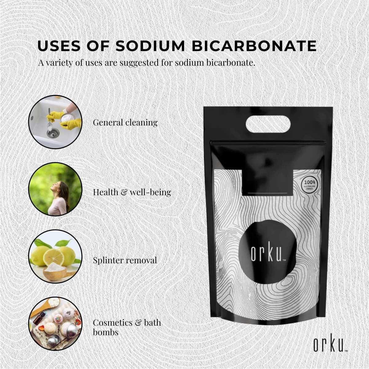 Orku 5Kg Sodium Bicarbonate Food Grade Bicarb Baking Soda Hydrogen