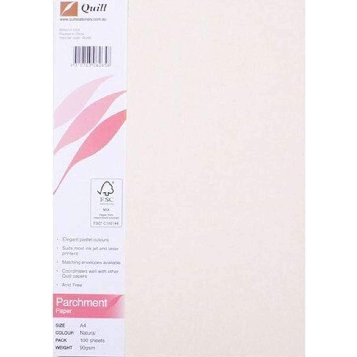 Quill Parchment Paper 90Gsm A4 Natural Pack 100 Woolworths