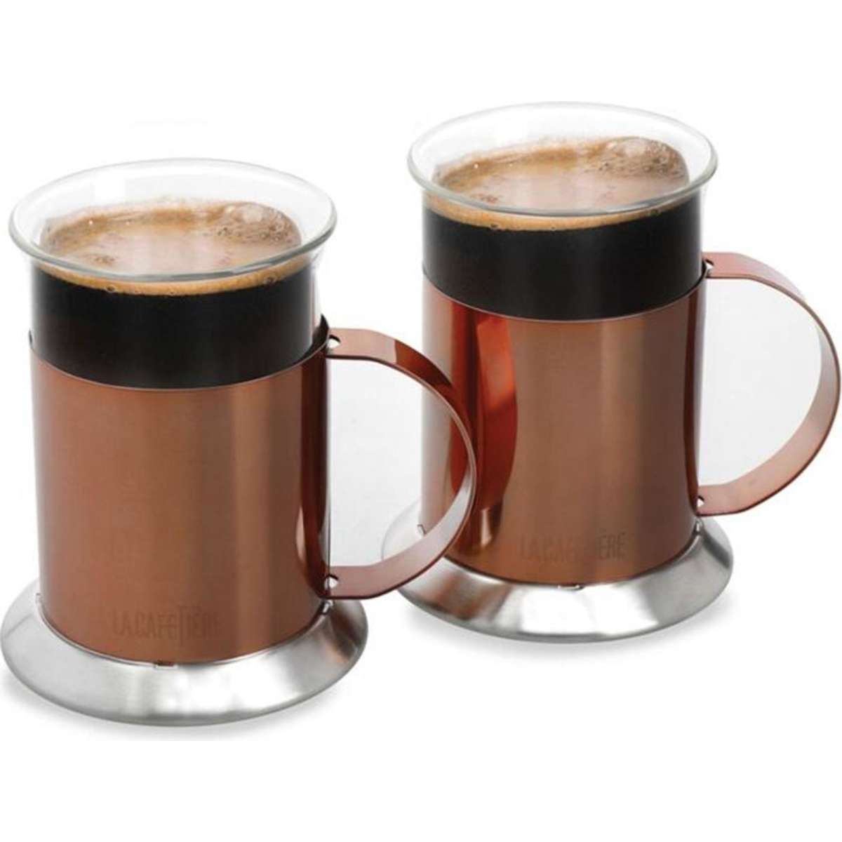 Glass and stainless store steel coffee mugs