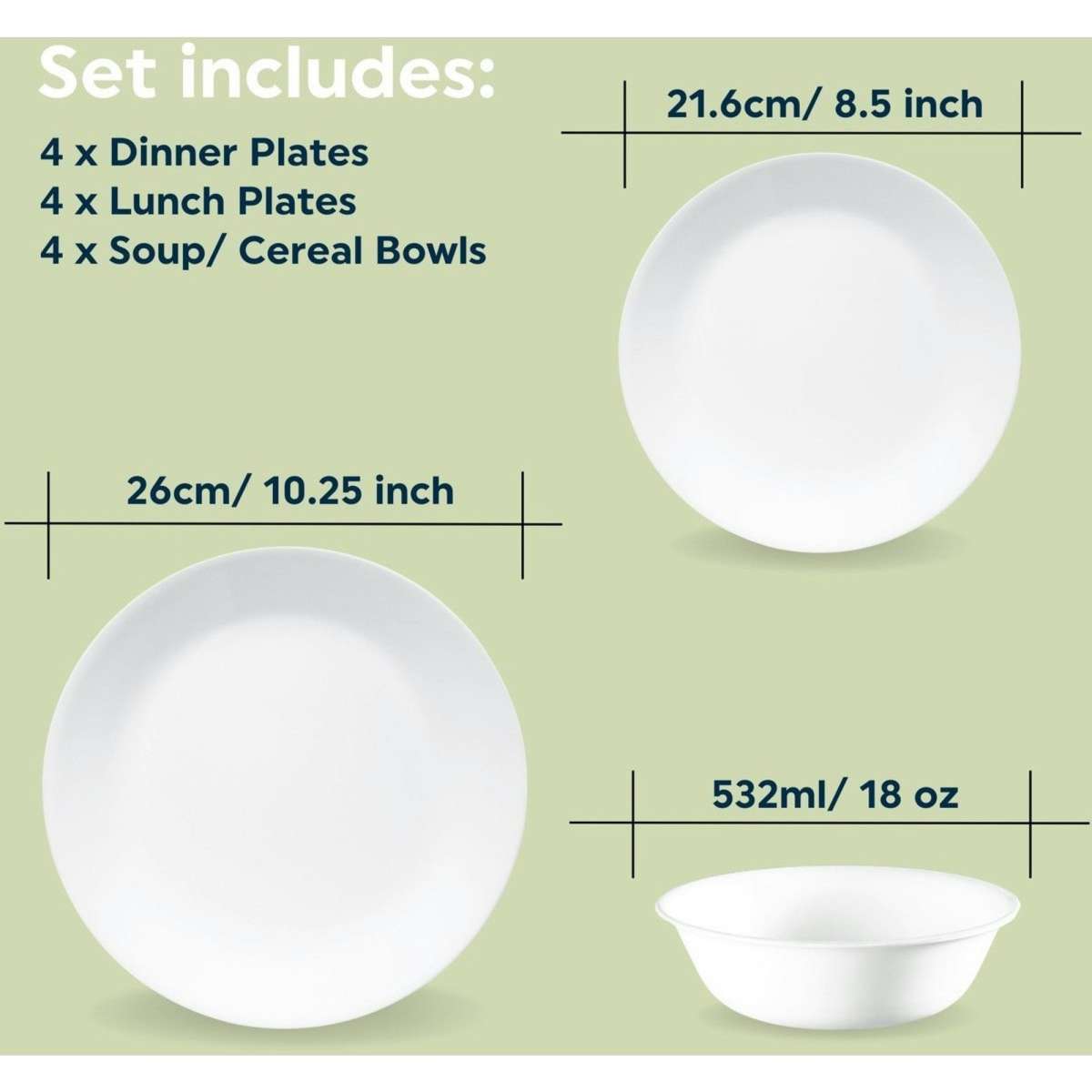 Corelle 12 Piece Dinner Set - Winter Frost White | Woolworths