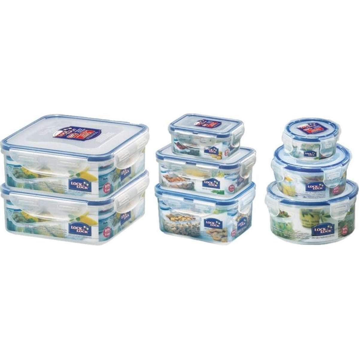 Lock & Lock Airtight Classic Food Storage Container Set Clear 8PK