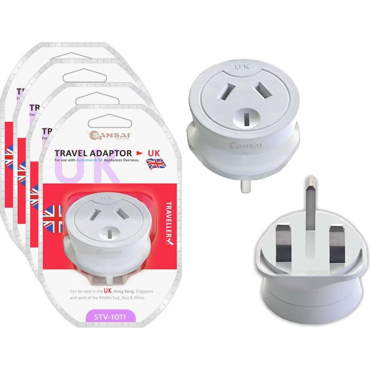 Sansai Travel Power Adapter AU/NZ Socket to UK England/Hong Kong Plug