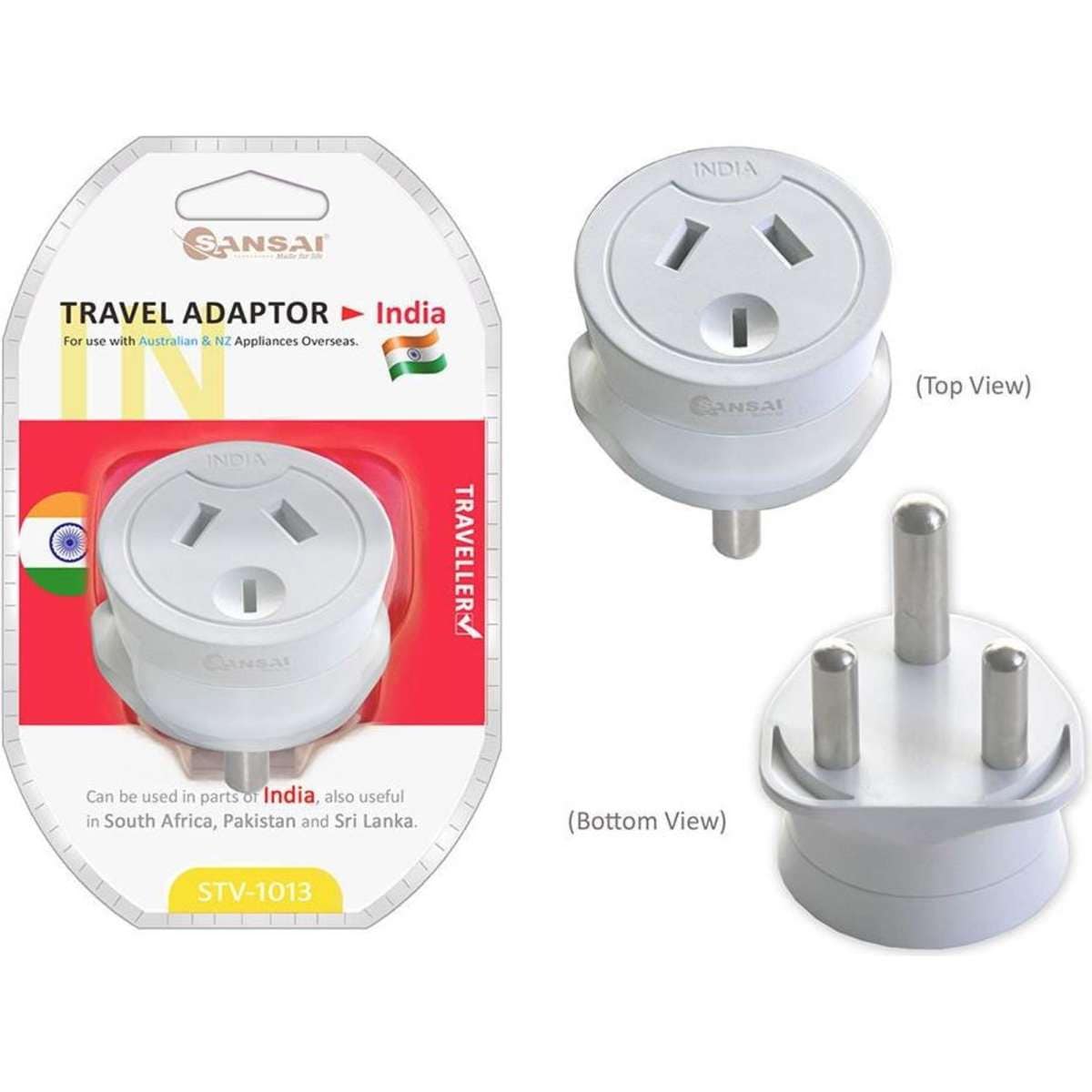 Sansai Travel Power Adapter AU/NZ Socket to South Africa/India/Pakistan