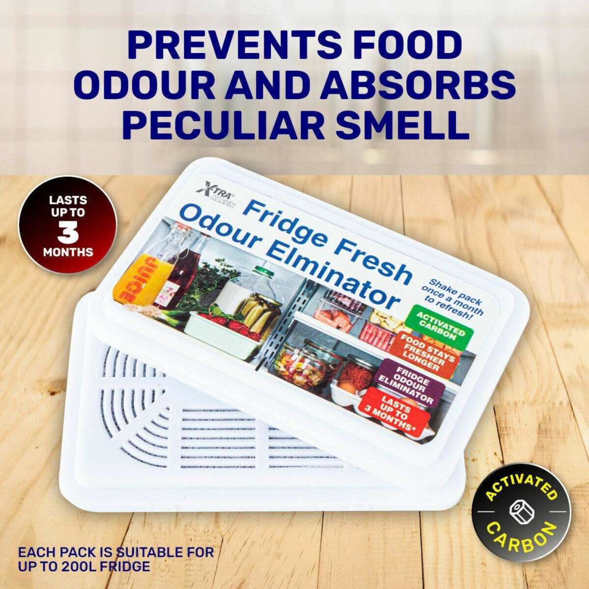 Xtra Kleen 4PK Deodoriser Fridge Odour Eliminator Compact Safe Natural