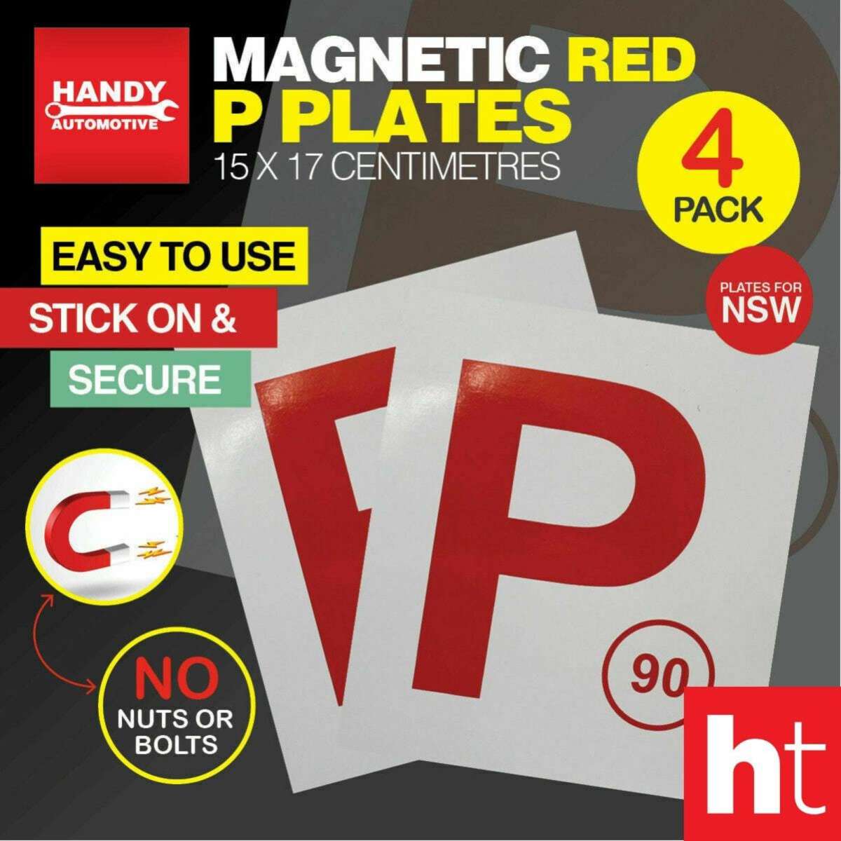 Handy Hardware 4PCE Red P Plates Easy to Use (NSW Only
