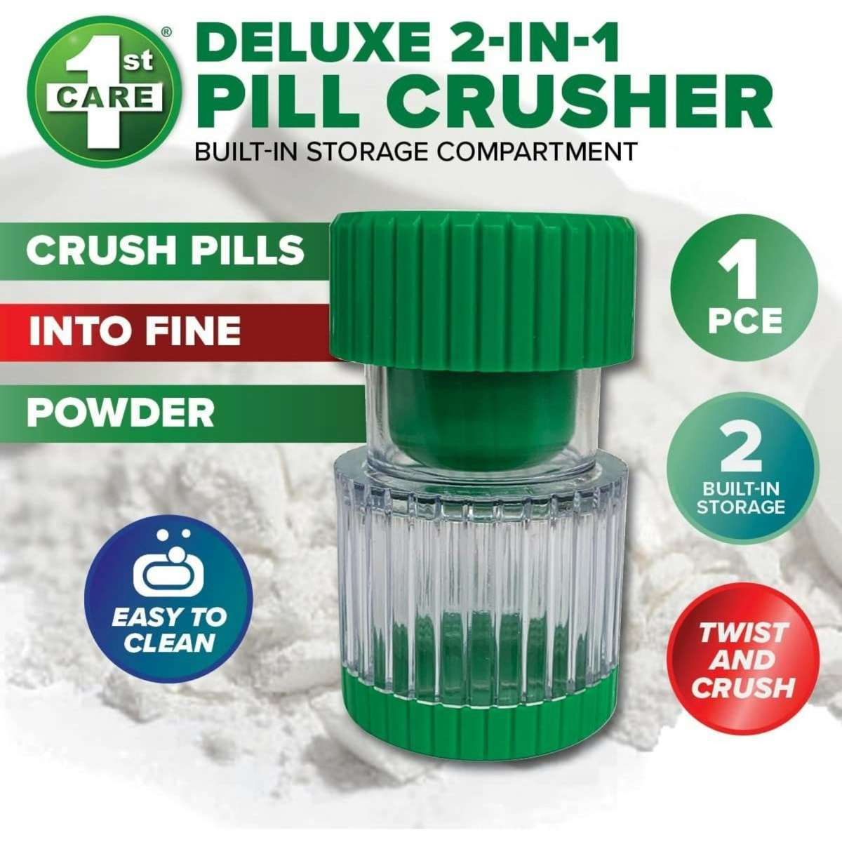 1st Care Pill Medicine Crusher Grinder Tool Tablet Box 4.5cm x 8.5cm Woolworths