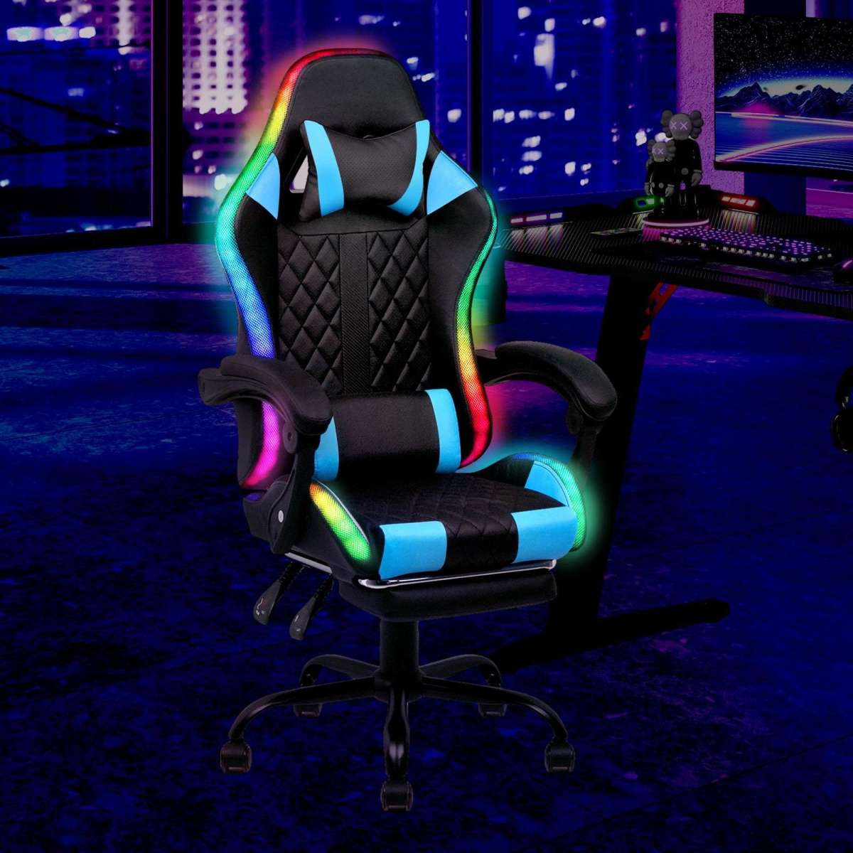 Gaming chair with speakers and footrest hot sale