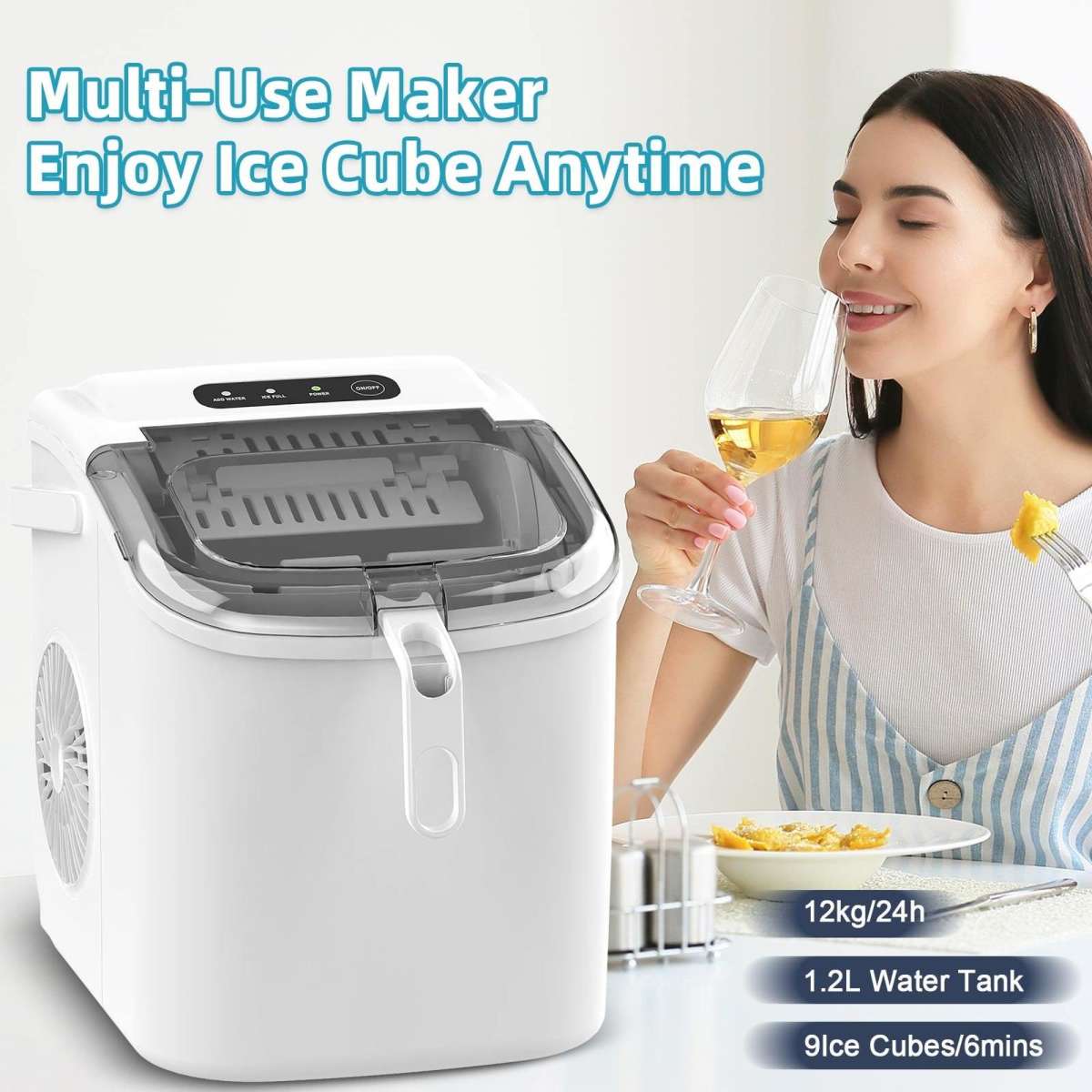 Advwin Ice Maker Portable Ice Cube Machine Home White Woolworths