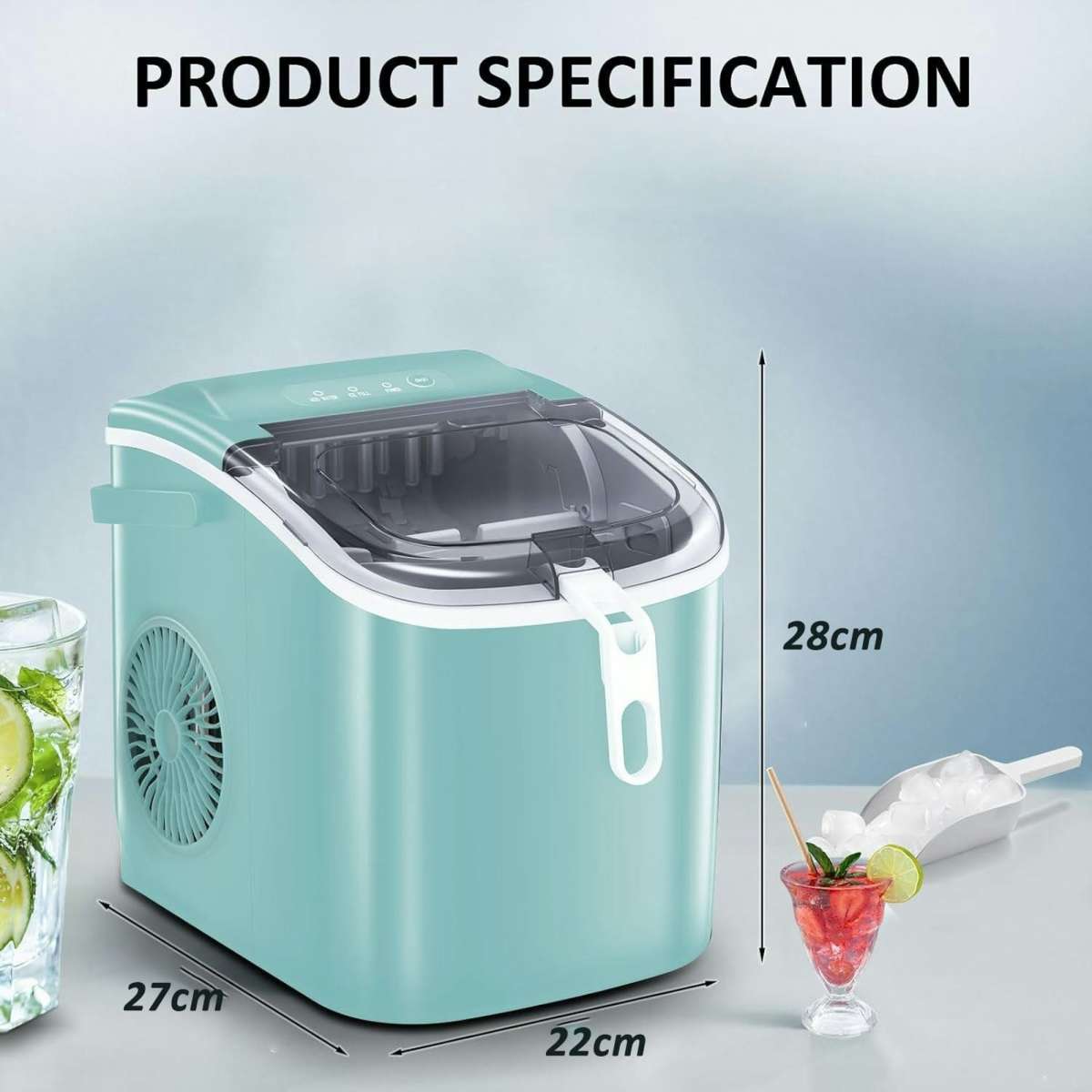 Advwin Ice Maker Portable Ice Cube Machine Home Green Woolworths